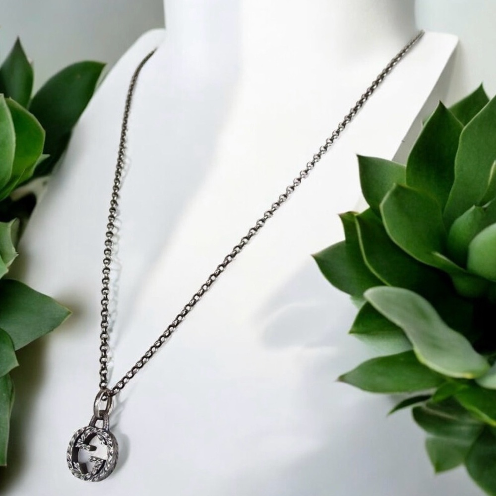 GUCCI Interlocking GG Silver Ag925 Pendant Necklace 🔥 - Picture 1 of 11